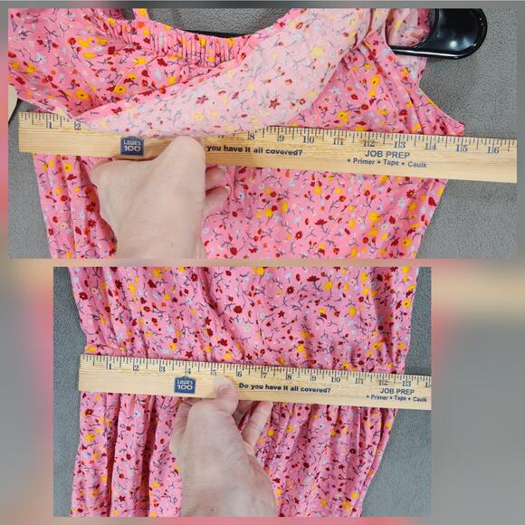 Levis Ruffle Dress L Kids Girl Cold Shoulder Floral Pink Tiered Midi 12-13yr NEW - Picture 5 of 12